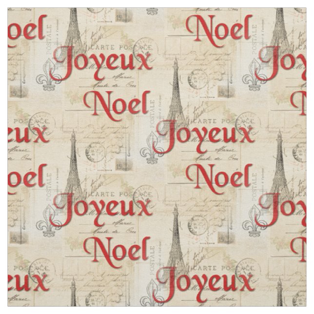 Paris French Postcards Christmas Fabric (Swatch)