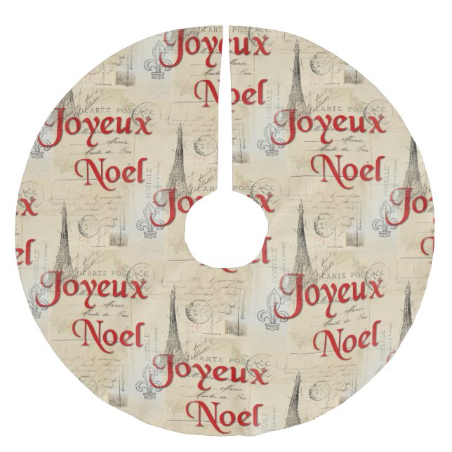Paris French Postcards Christmas Tree Skirt (Front)