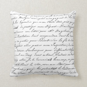 Paris French Script Chic Handwriting Pillow