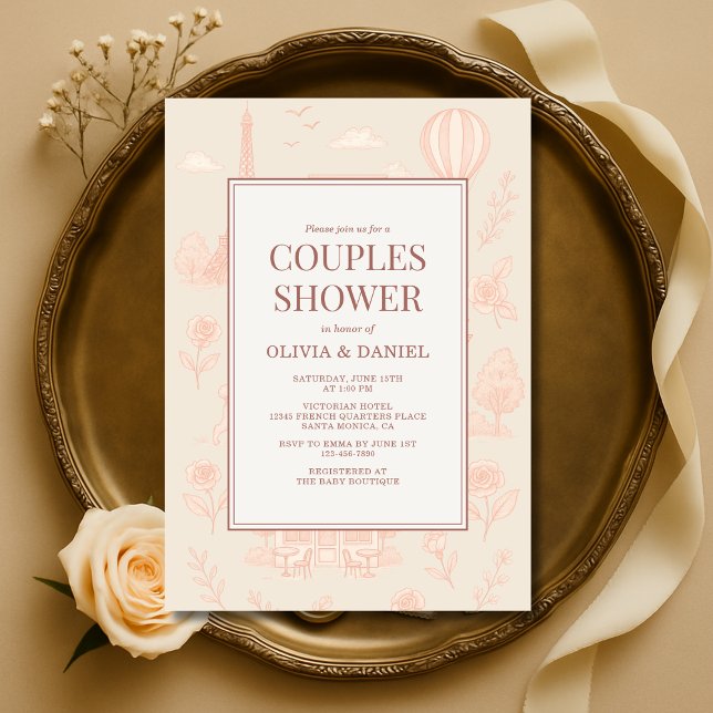 Paris French Toile Couples Shower Invitation (Creator Uploaded)