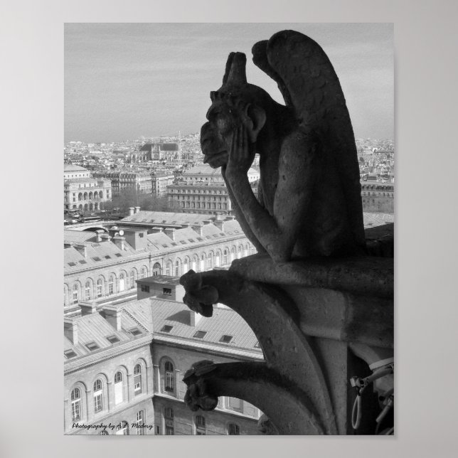 Paris Gargoyle B&W Poster (Front)