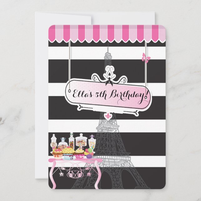 Paris Glam CandyLand Birthday Party Invitations (Front)