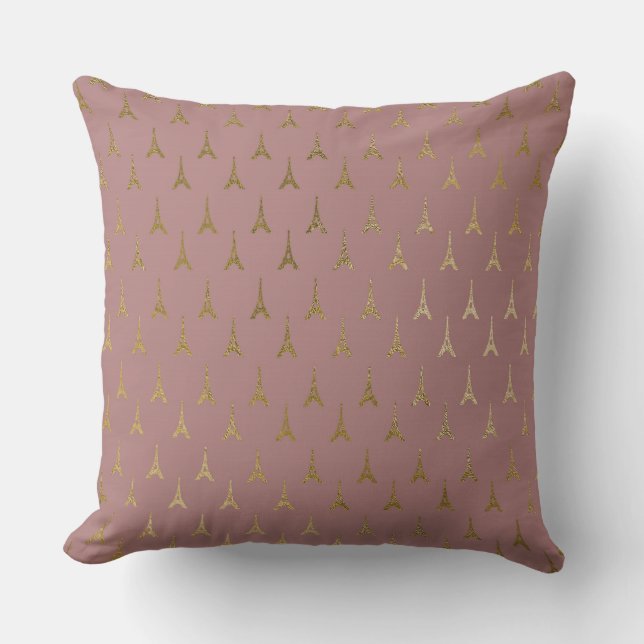 Paris Gold Eiffel Tower Decorative PIllow (Front)