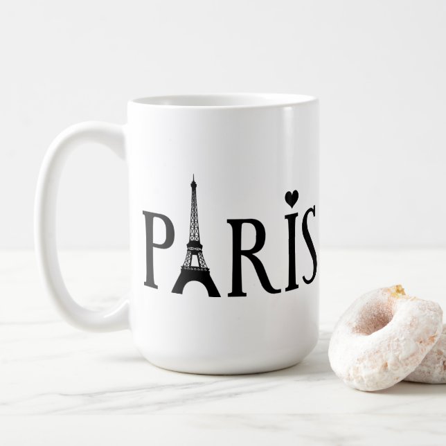Paris - Graphic Art Coffee Mug (With Donut)