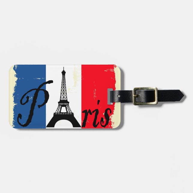Paris grunge luggage tag (Front Horizontal)