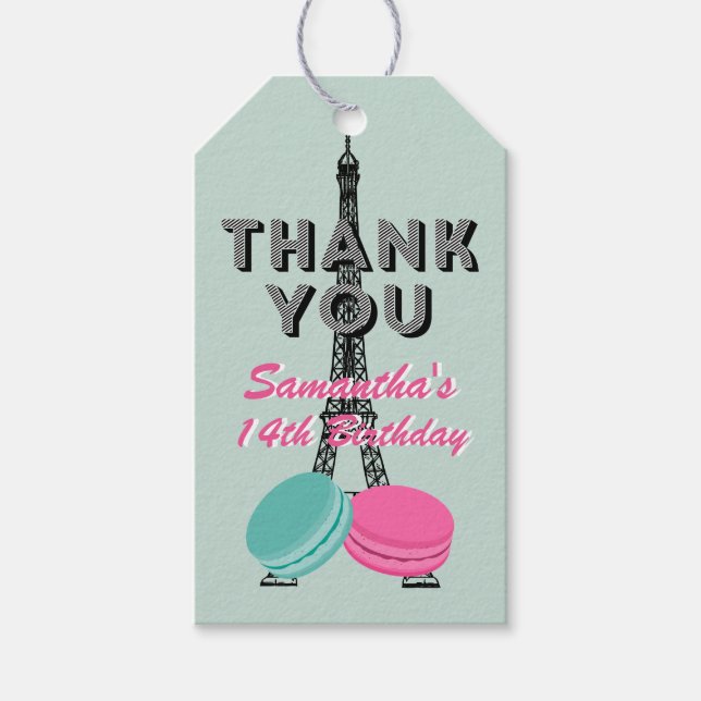 Paris Happy Birthday Thank You Gift Tag (Front)