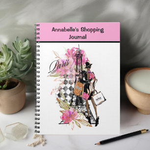 Paris Harlequin Shopping Girl Notebook