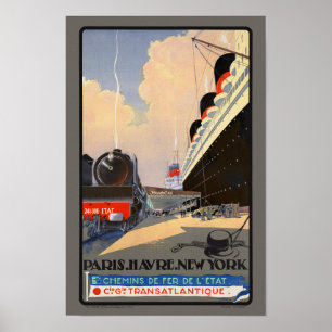 Paris Havre New York France Poster vintage 1930