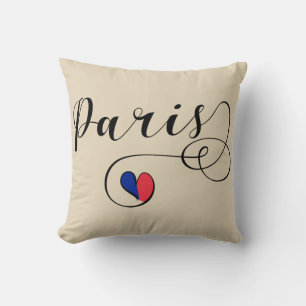 Paris Heart Throw Pillow,  France Pillow