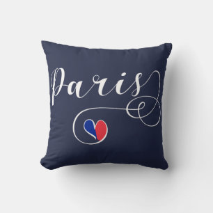 Paris Heart Throw Pillow,  France Pillow