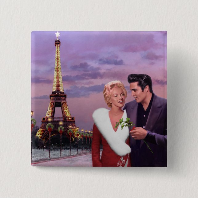 Paris Holiday 2 Inch Square Button (Front)