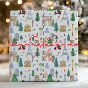 Paris Holiday Christmas City of Lights Wrapping Paper