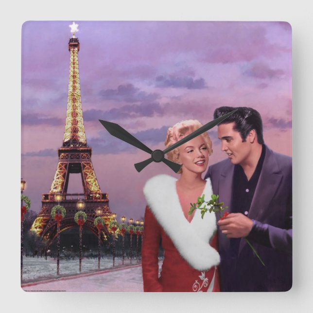 Paris Holiday Square Wall Clock (Front)