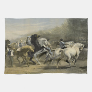 Paris Horse Market 1855 Kitchen Towel