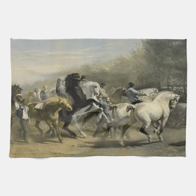 Paris Horse Market 1855 Kitchen Towel (Horizontal)