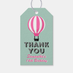 Paris Hot Air Balloon Birthday Thank You Gift Tag