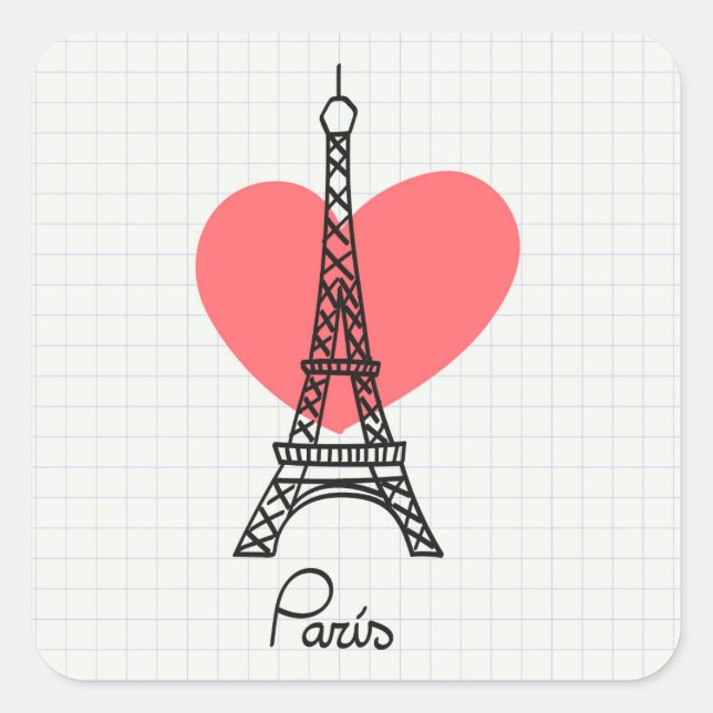 Paris - I Love the Eiffell Tower Square Sticker (Front)