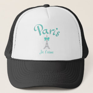 Paris I love you, Eiffel Tower, Aqua Trucker Hat