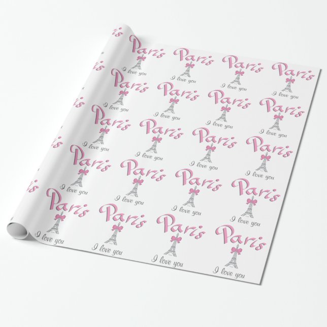 Paris I love you Wrapping Paper (Unrolled)
