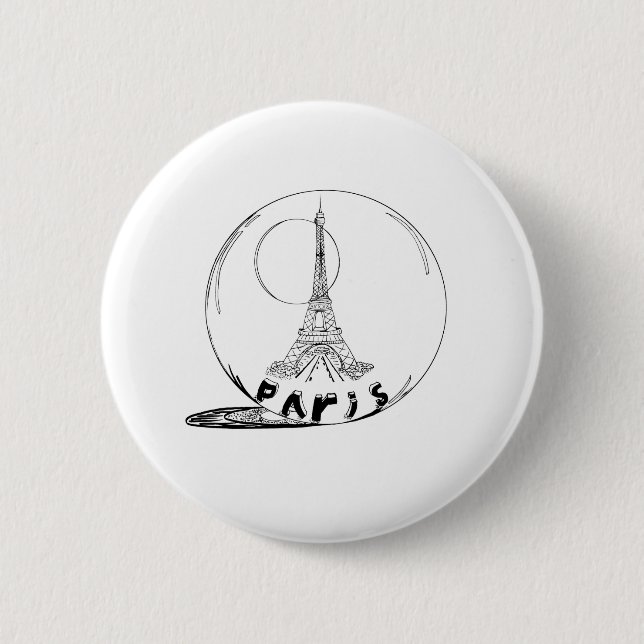 paris in a glass ball 2 inch round button (Front)
