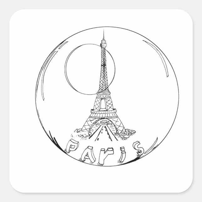 paris in a glass ball square sticker (Front)