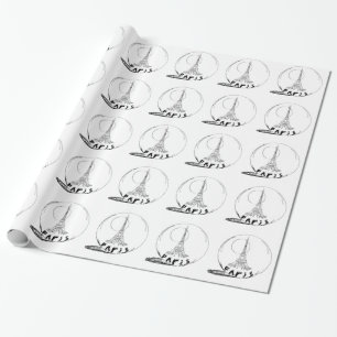 paris in a glass ball wrapping paper