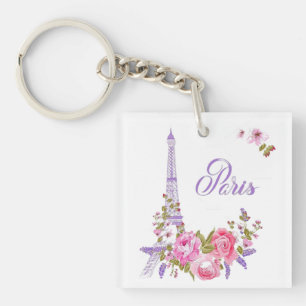 Paris in Bloom Midnight in Paris Floral Paris Roma Keychain