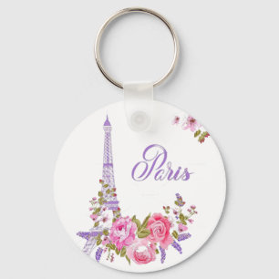 Paris in Bloom Midnight in Paris Floral Paris Roma Keychain