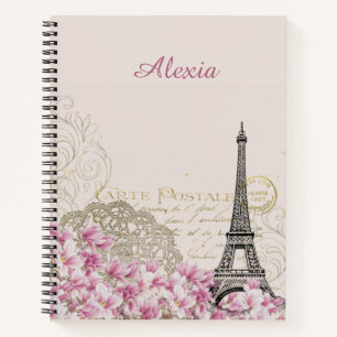 Paris in flowers   your name notebook