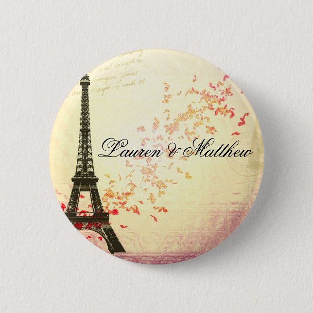 Paris in Love - Eiffel Tower 2 Inch Round Button (Front)