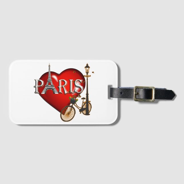 Paris in my Heart Luggage Tag (Front Horizontal)