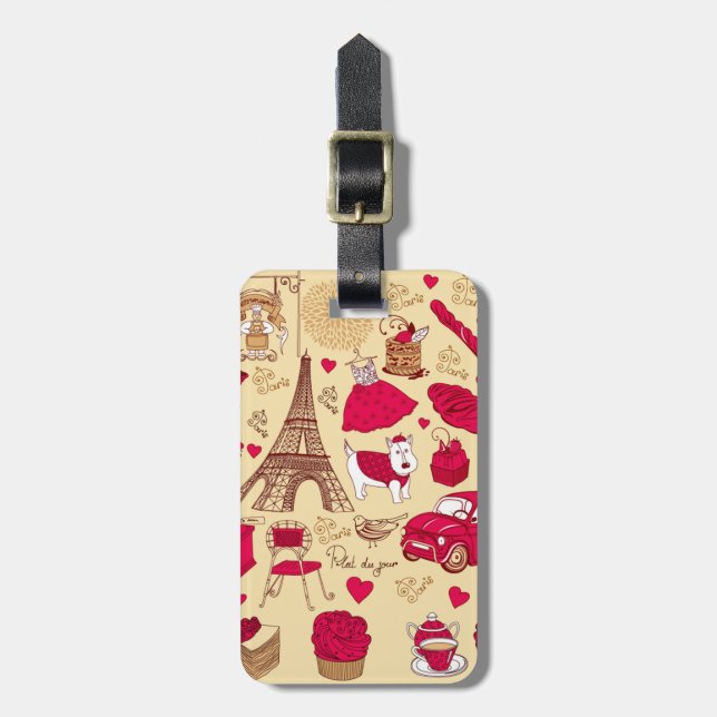 Paris in Pink 2 Luggage Tag (Front Vertical)