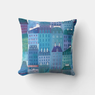 Paris in Spring Modern Cityscape Painting Throw Pillow