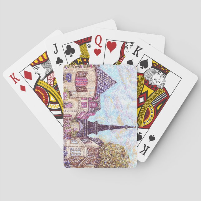 Paris Inspired Eiffel Tower PointillismPlaying Car Playing Cards (Back)