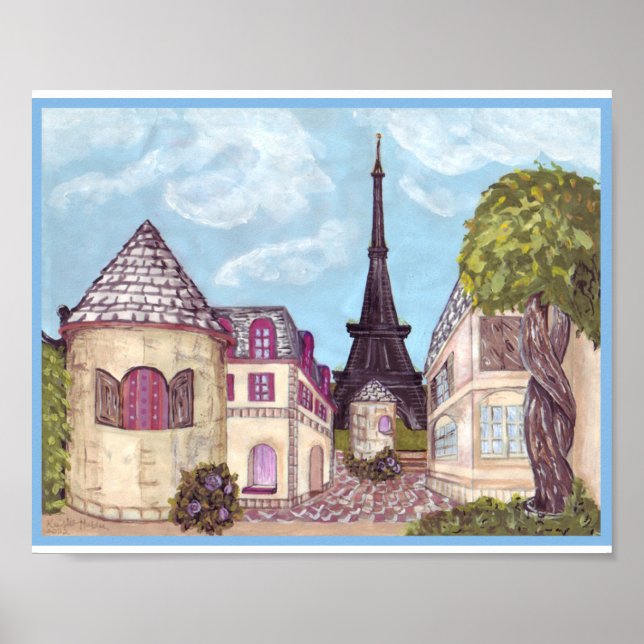 Paris inspired landscape featuring Eiffel Tower Po Poster (Front)