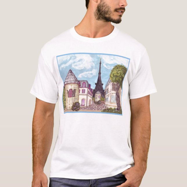 Paris inspired landscape with Eiffel Tower Shirt (Front)