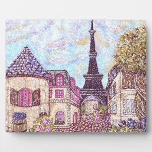 Paris Inspired Pointillism Landscape Plaque