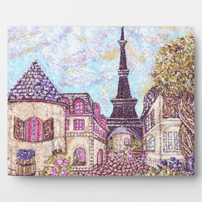 Paris Inspired Pointillism Landscape Plaque (Front)