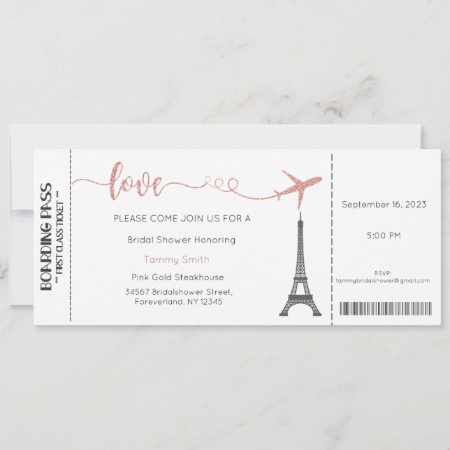 Paris Invitation, Paris Bridal Shower  Invitation (Front)