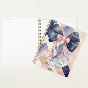 Paris is Always A Good Idea Blue Pink Bow Planner