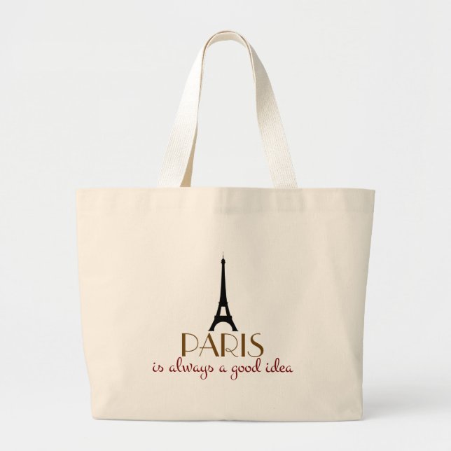 Paris is Always a Good Idea Large Tote Bag (Front)