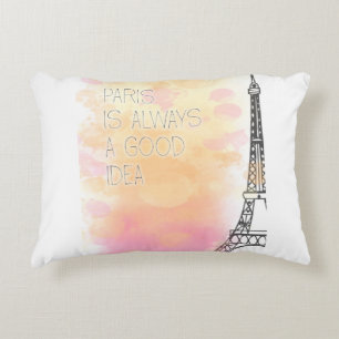 PARIS is always a good idea, watercolor Accent Pillow
