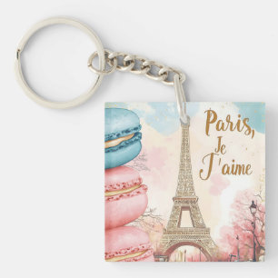 Paris, Je T'aime - Eiffel Tower with Macarons Keychain