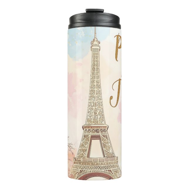  Paris, Je T'aime - Eiffel Tower with Macarons  Thermal Tumbler (Front)