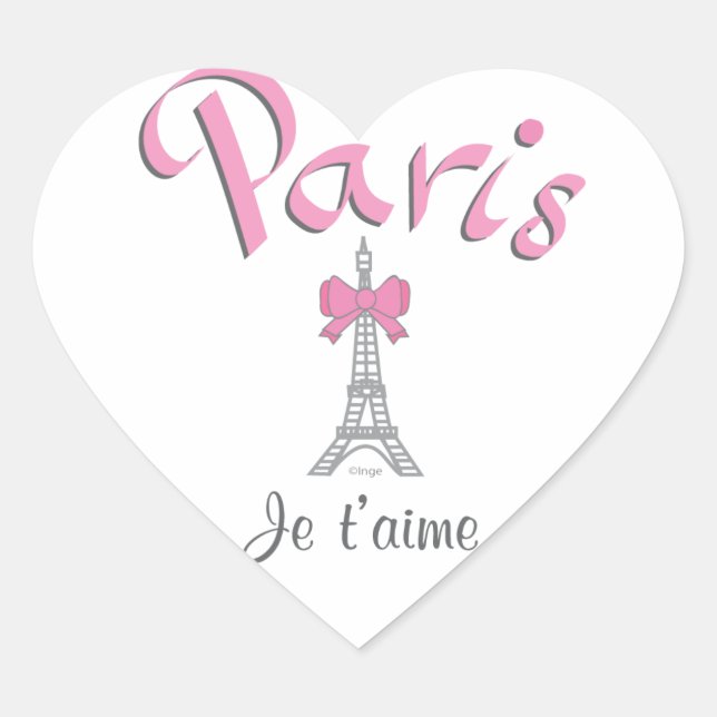 Paris - Je t'aime (I love you) Heart Sticker (Front)