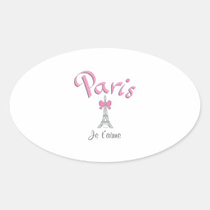 Paris - Je t'aime (I love you) Oval Sticker