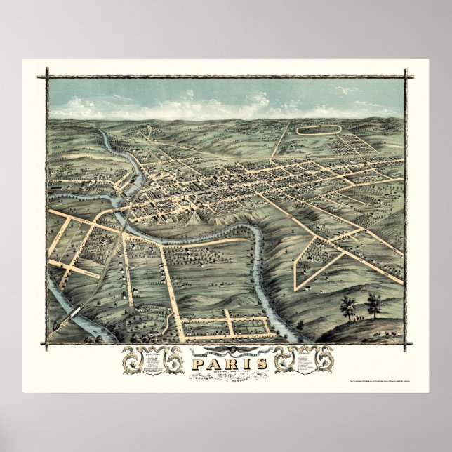 Paris, KY Panoramic Map - 1870 Poster (Front)