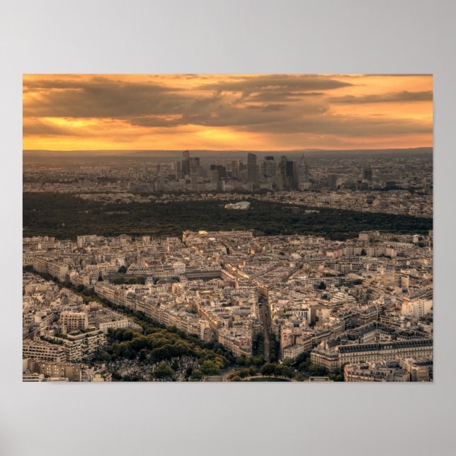Paris La Defense Skyline at Sunset Poster (Front)