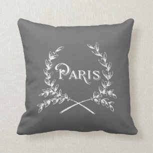 Paris Laurel Wreath Throw Pillow