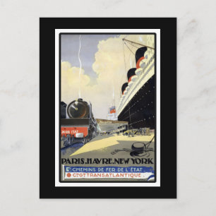 Paris, Le Havre, New York Vintage Travel Postcard